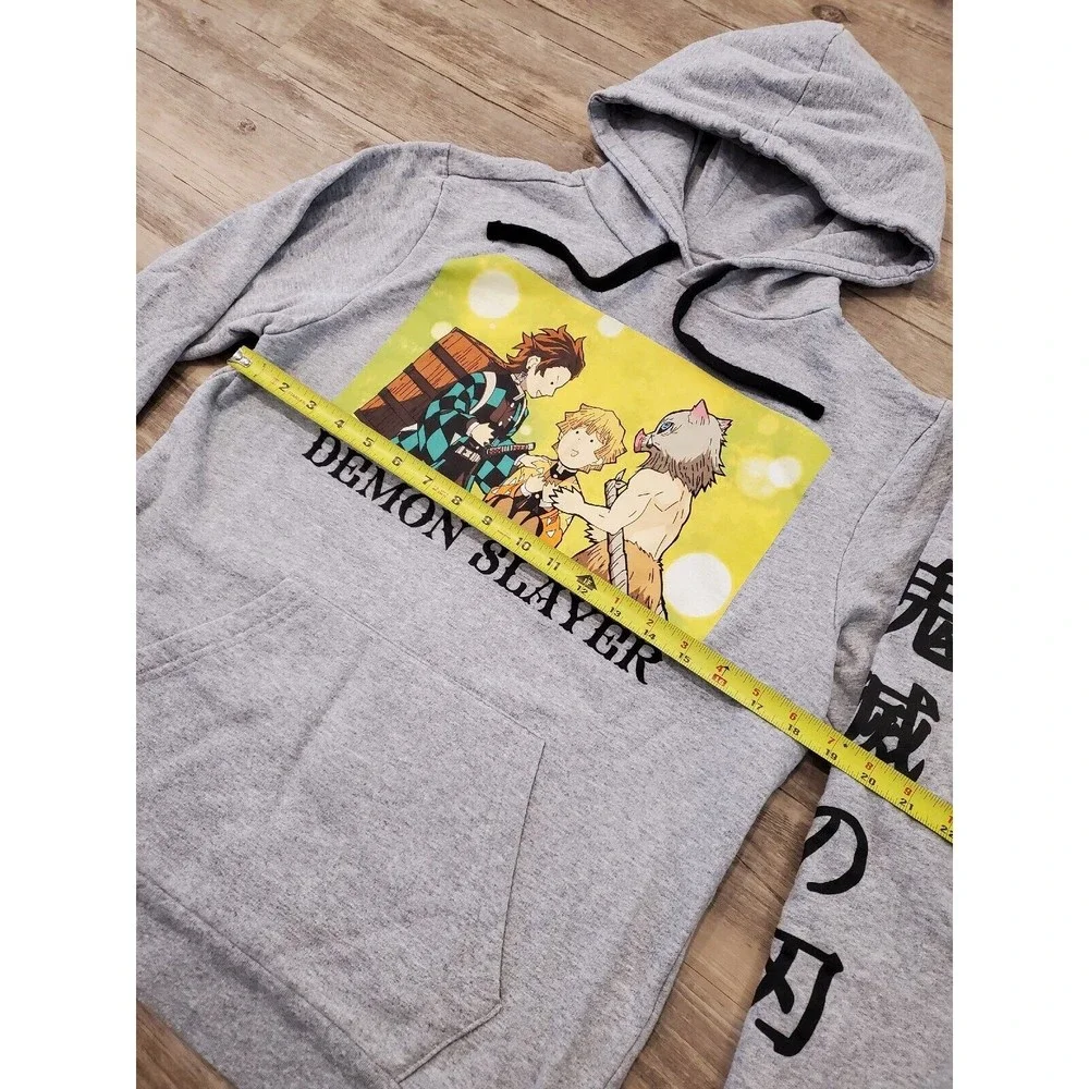 Demon Slayer Drawstring Hoodie Gray Trio Line Sz Small Japamese Anime Manga